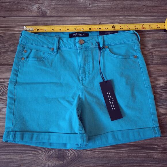 Liverpool Jeans Co VICKIE Mid Rise Shorts Women's 6/28 Turquoise Stretch Denim - Picture 6 of 11